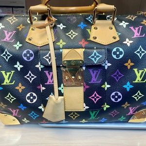 LV multicolor speedy blanc